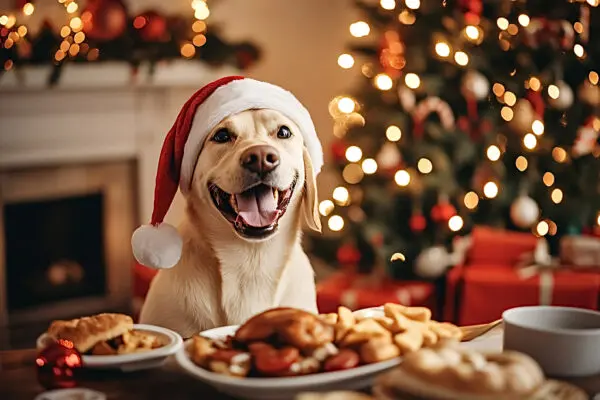 Dog at Christmas meal